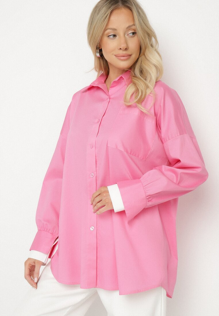 jumelle Cămașă Clasic Fucsia din Bumbac Croi Oversize Ronavelle