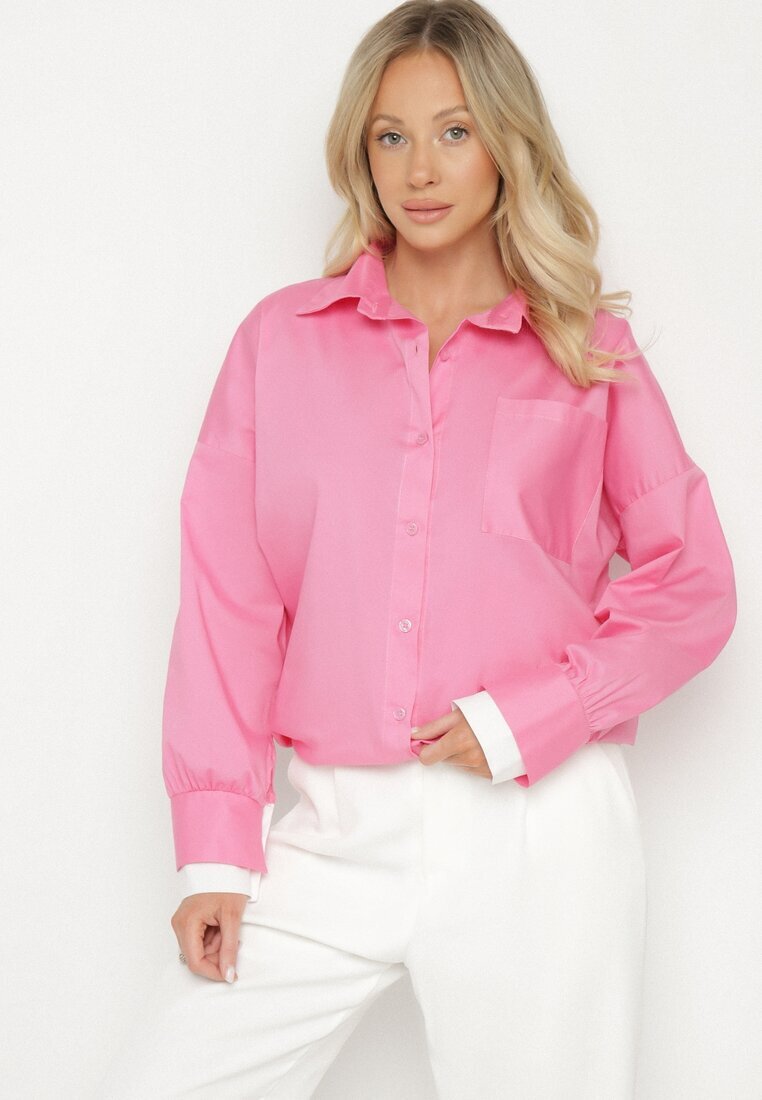 jumelle Cămașă Clasic Fucsia din Bumbac Croi Oversize Ronavelle