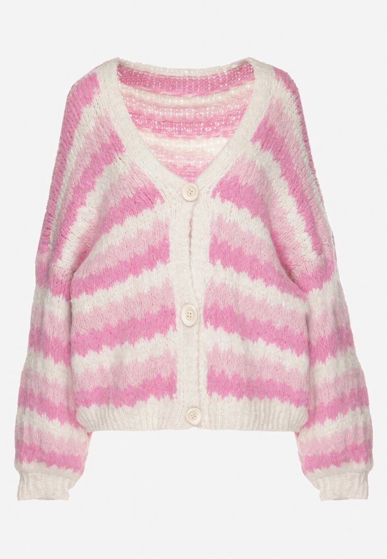 jumelle Cardigan Deschis Fucsia în Dungi Nevarith