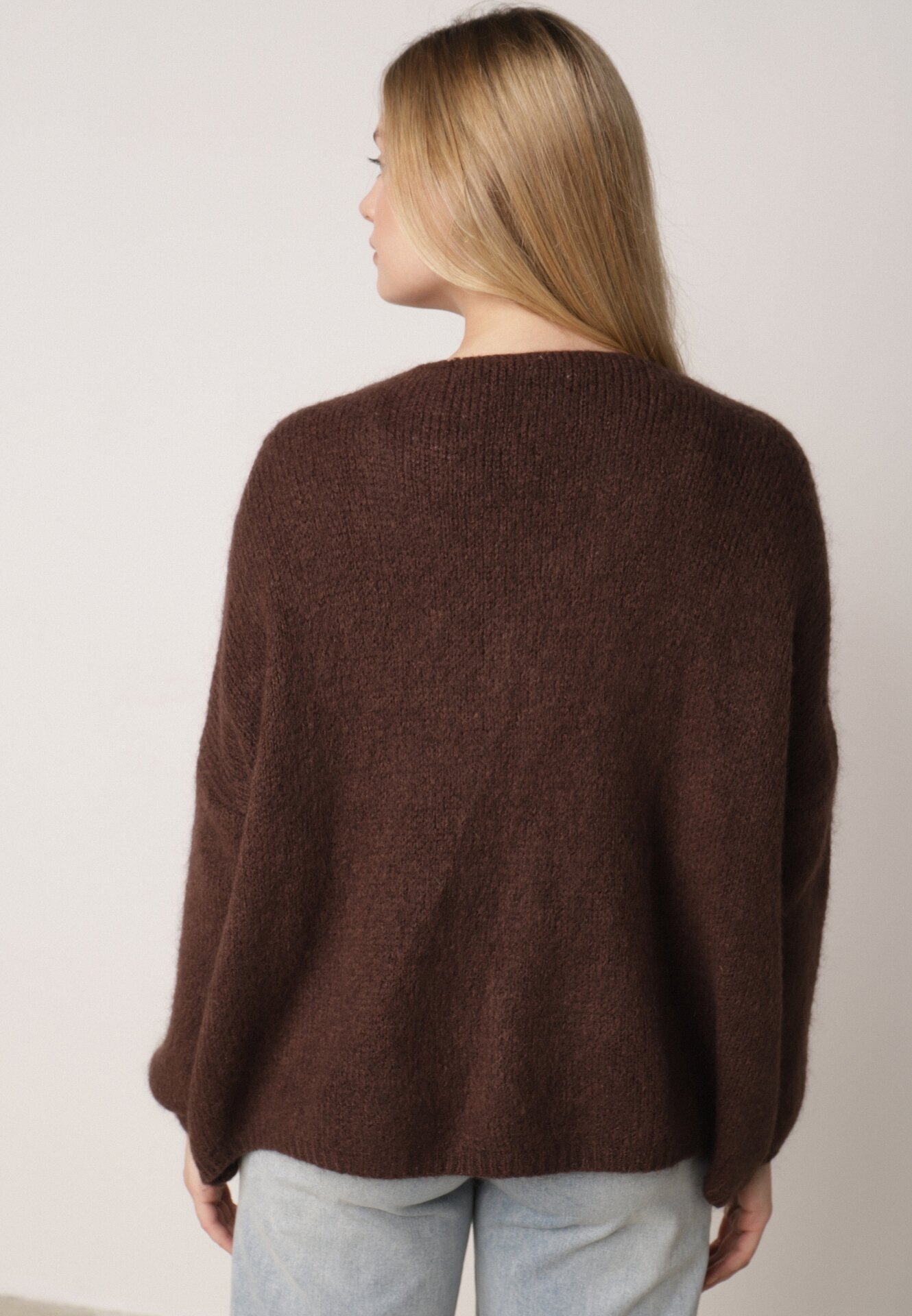 jumelle Cardigan Maro cu decolteu în V din tricot cu lână și mohair Lismio