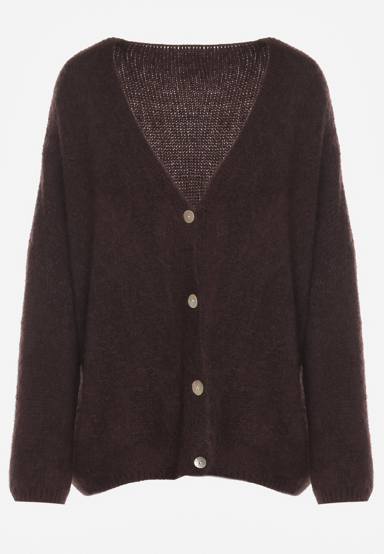 jumelle Cardigan Maro cu decolteu în V din tricot cu lână și mohair Lismio