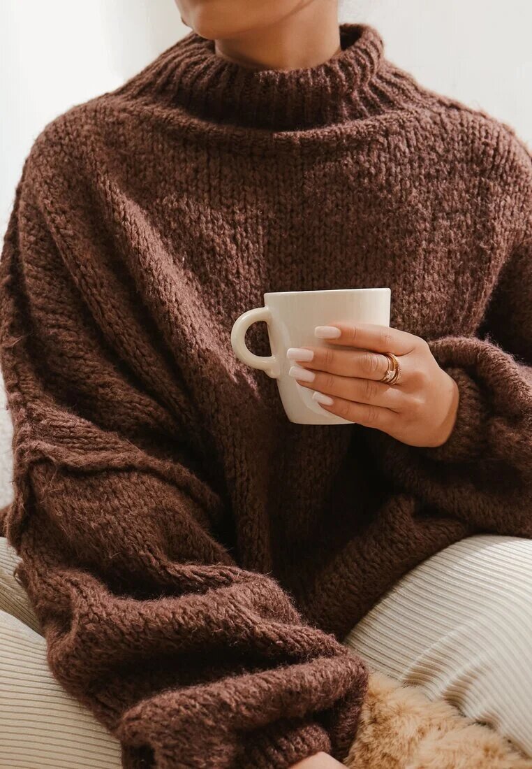 jumelle Maletă Maro cu Lână Oversize cu Linia Umerilor Căzută Lilenae