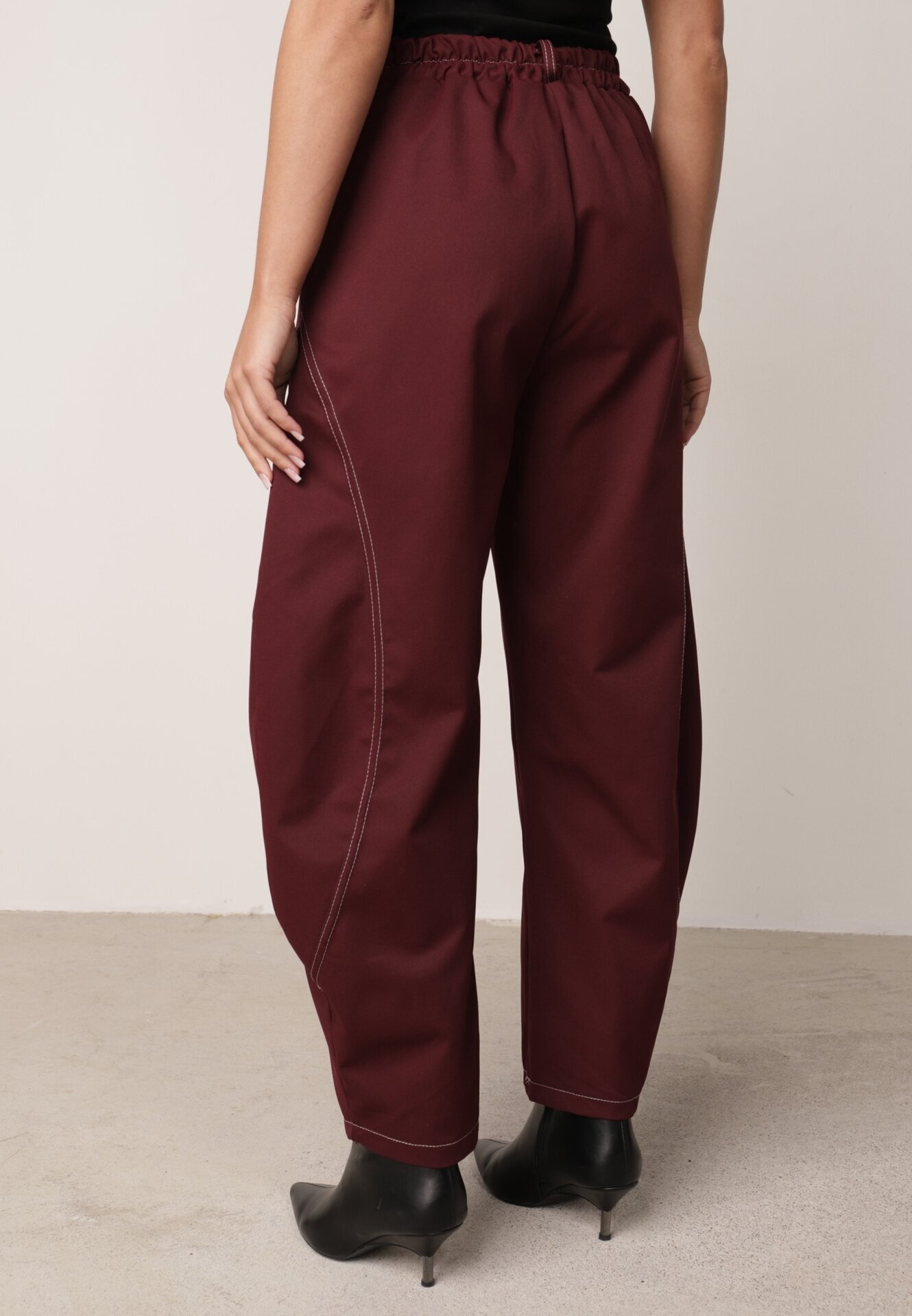jumelle Pantaloni Casual Balloon cu cusături contrastante Aretuza Bordo