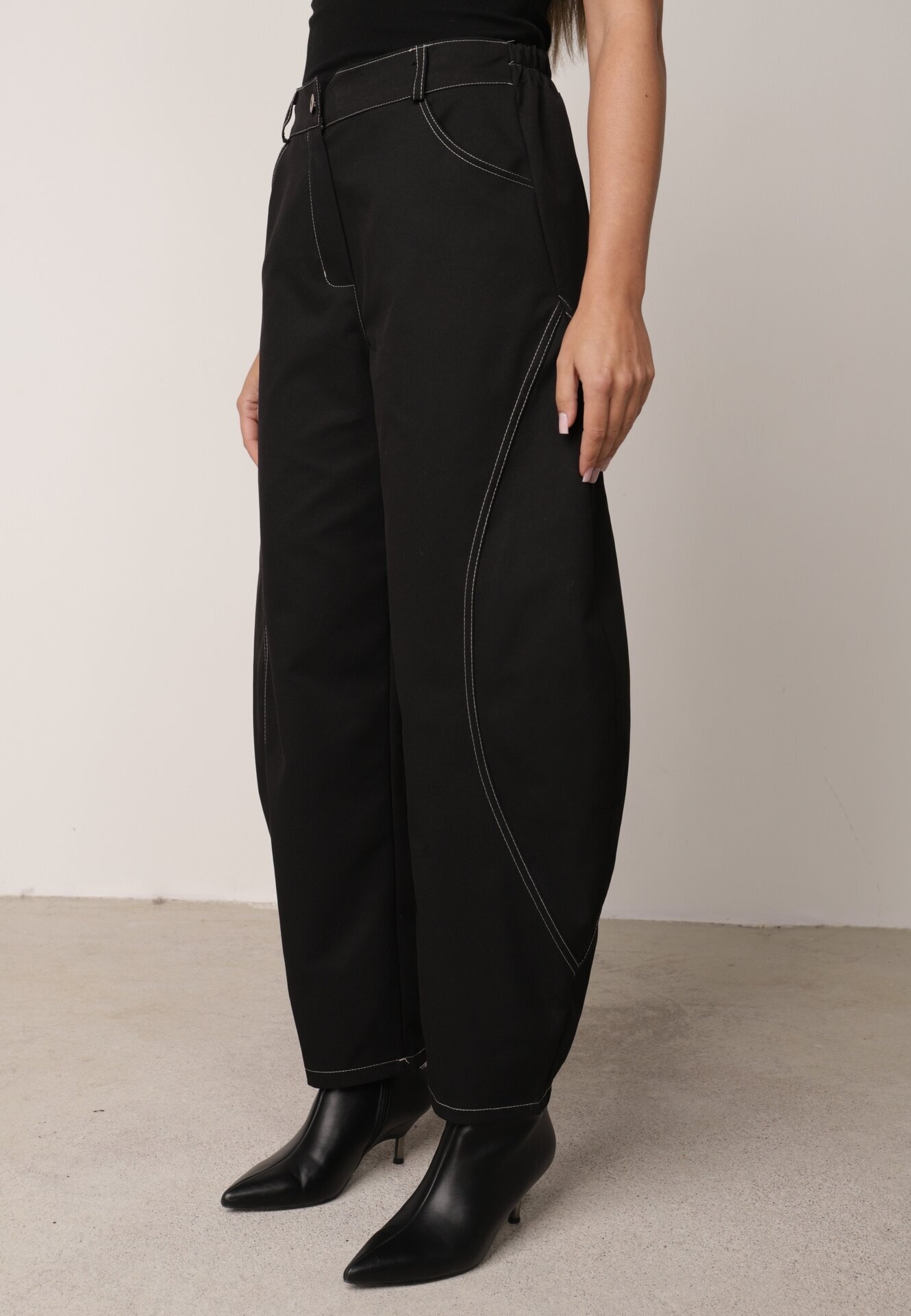 jumelle Pantaloni Casual Balloon cu cusături contrastante Aretuza Negri