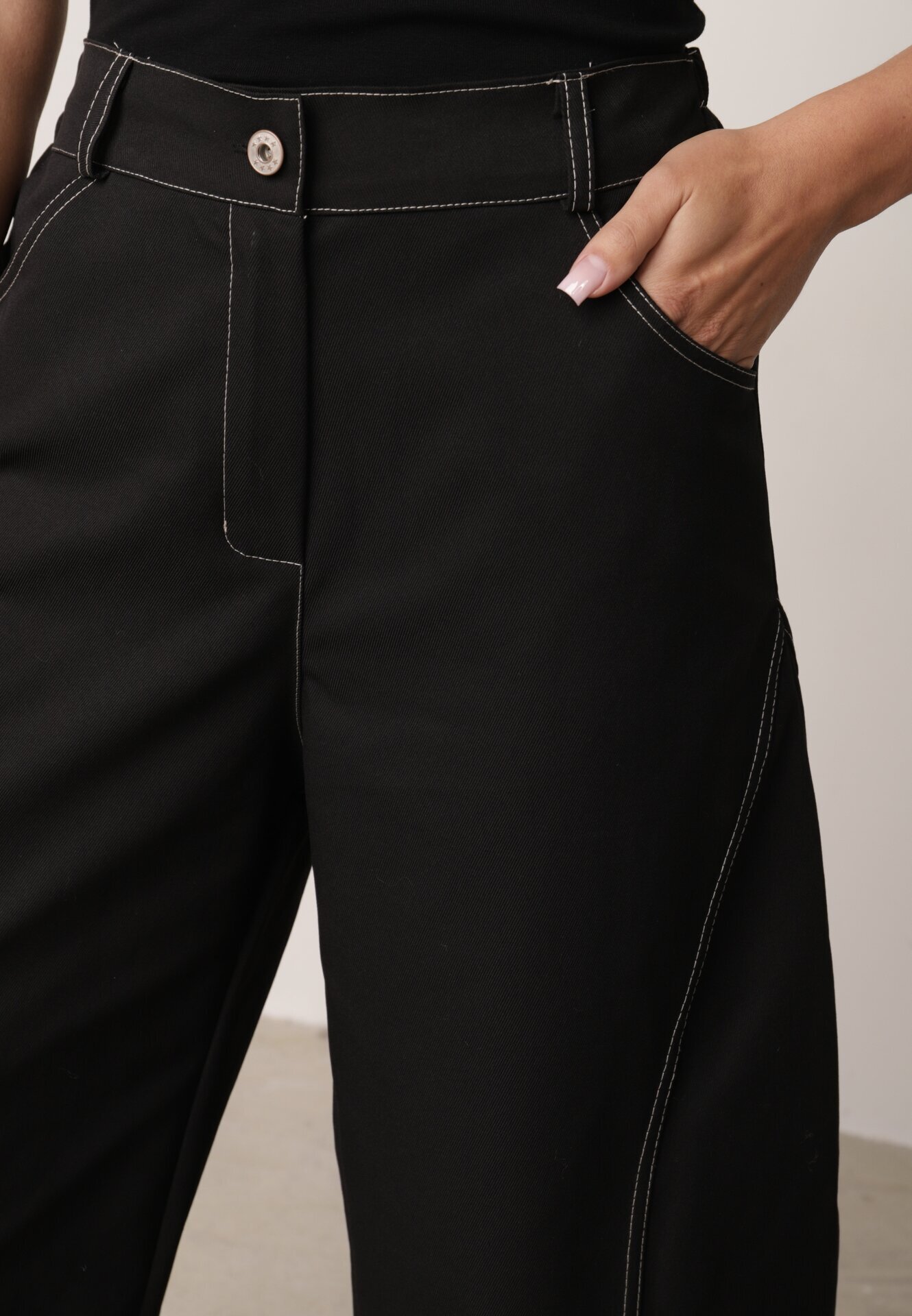 jumelle Pantaloni Casual Balloon cu cusături contrastante Aretuza Negri
