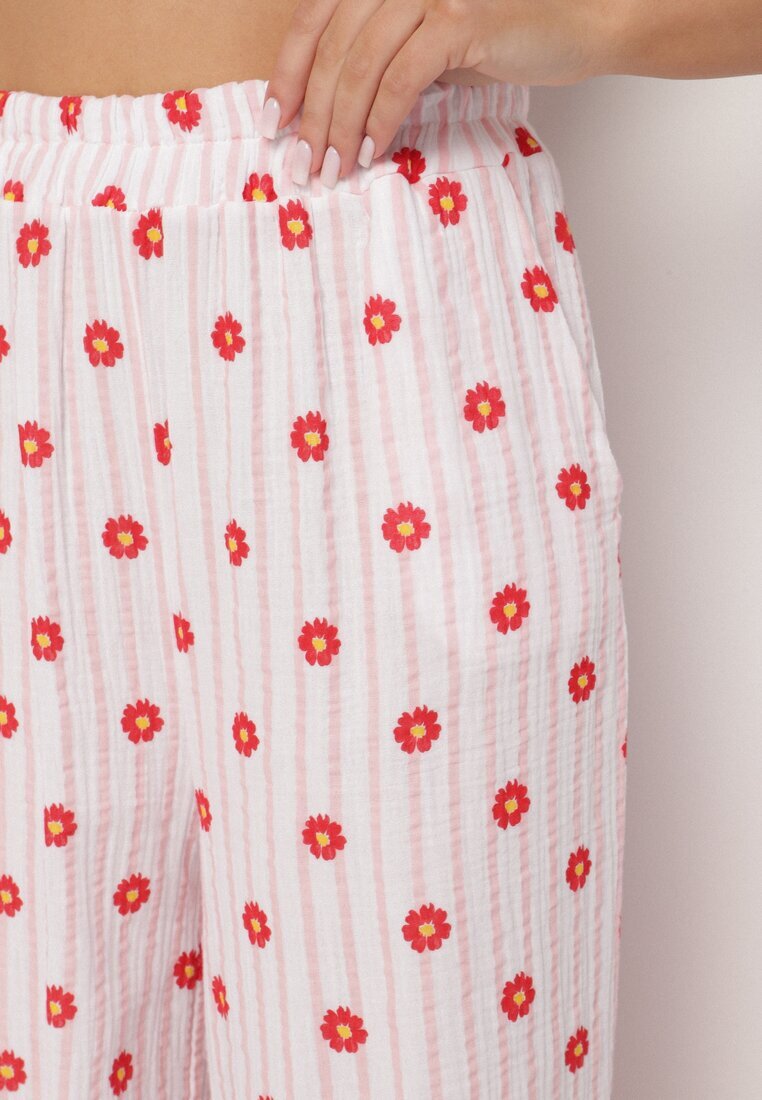 jumelle Pantaloni Roz din bumbac cu croială largă cu elastic în talie Ranoline
