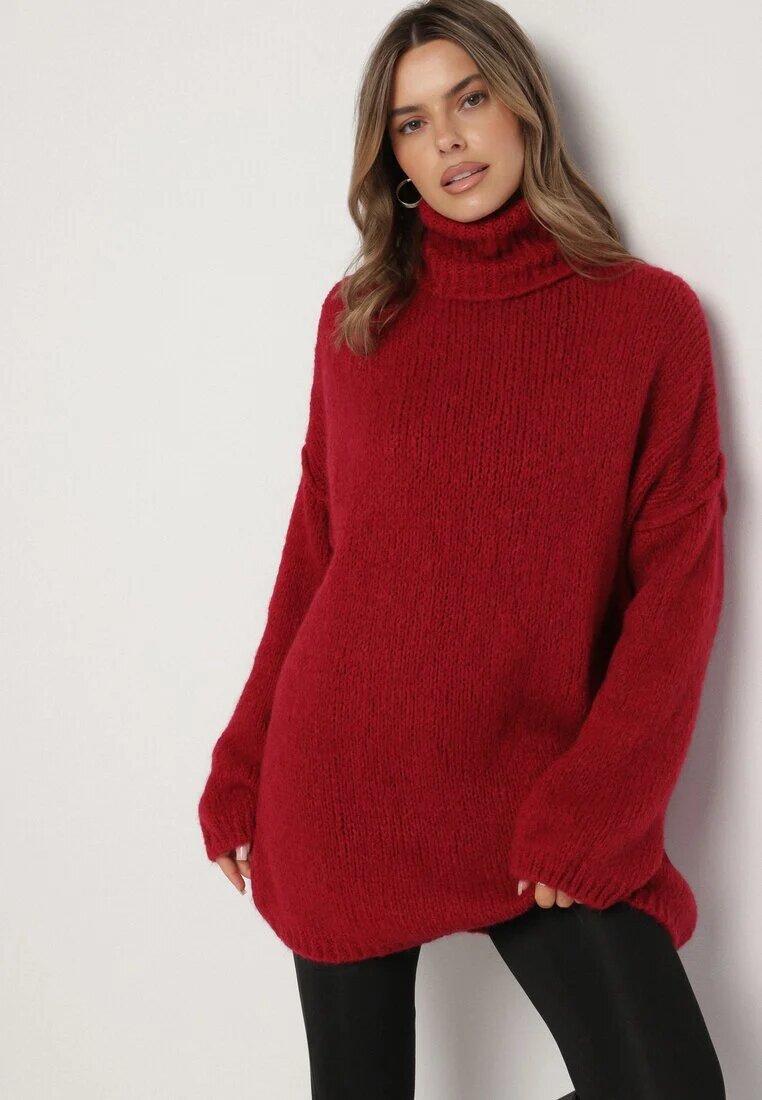 jumelle Pulover Bordo Oversize din tricot cu lână și mohair Temittes