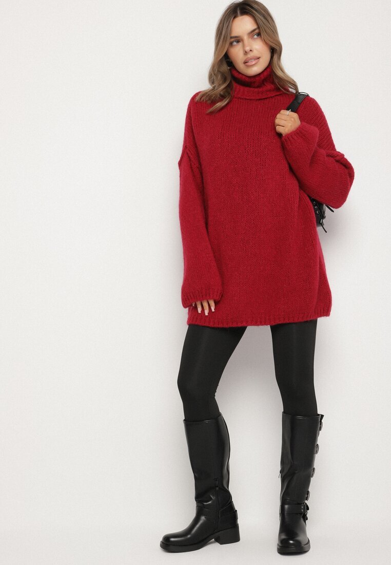 jumelle Pulover Bordo Oversize din tricot cu lână și mohair Temittes
