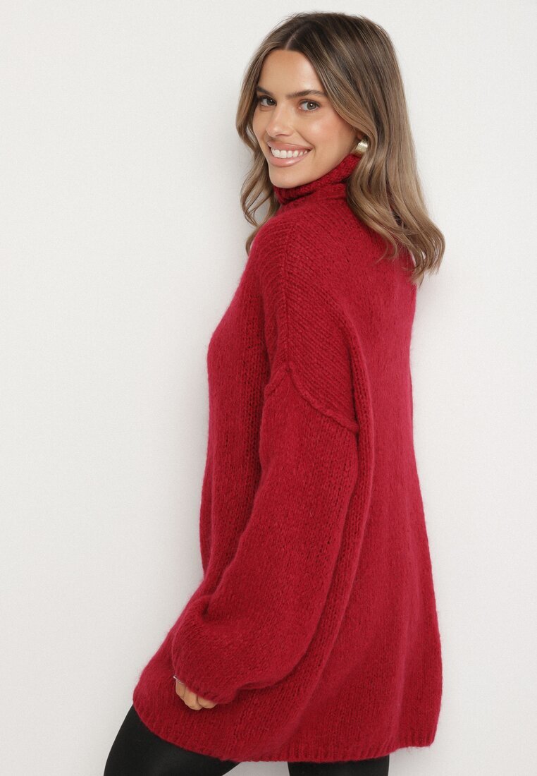 jumelle Pulover Bordo Oversize din tricot cu lână și mohair Temittes