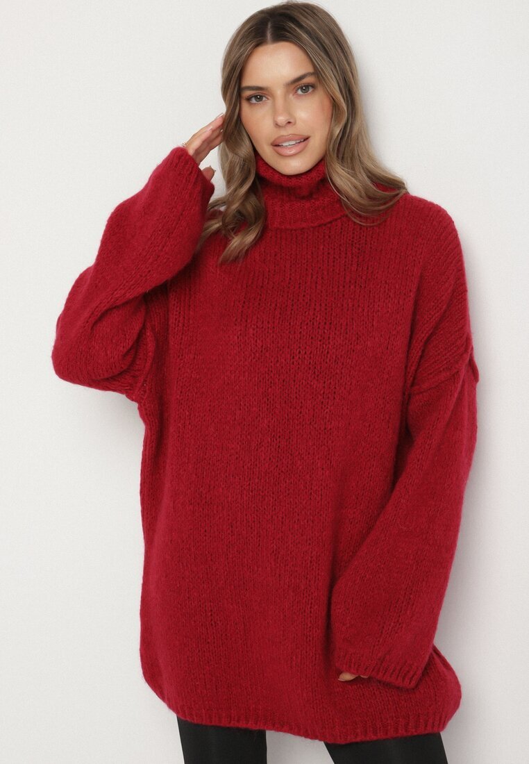 jumelle Pulover Bordo Oversize din tricot cu lână și mohair Temittes