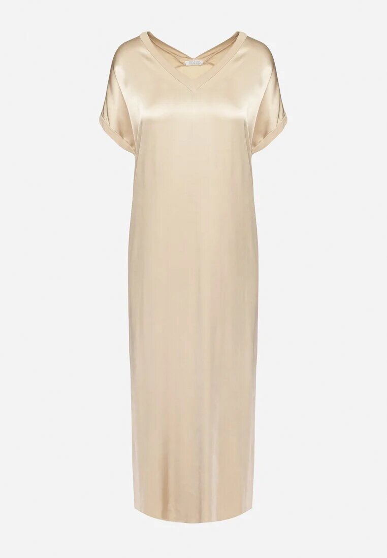 jumelle Rochie Bej din vâscoză cu croi drept Oversize Moratina
