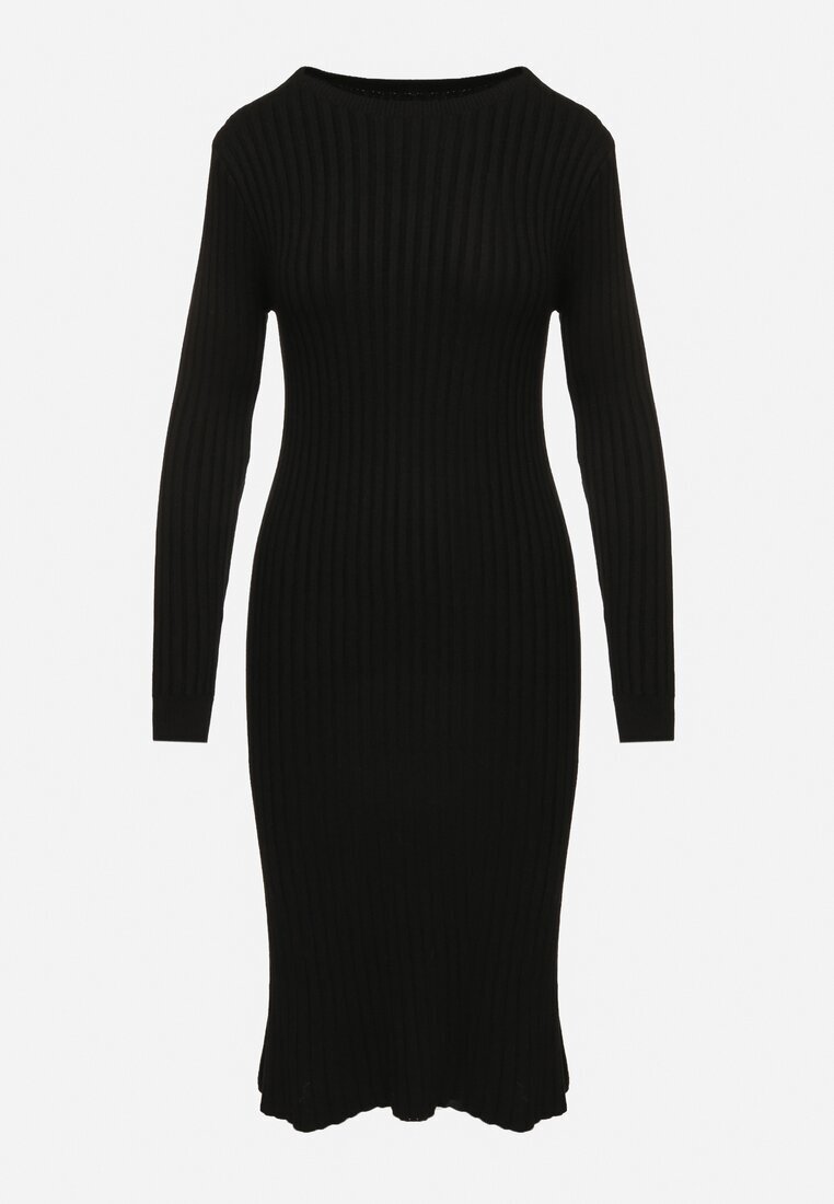 jumelle Rochie Neagră Mulată cu Vâscoză din Material Reiat cu Șnur Eleavia