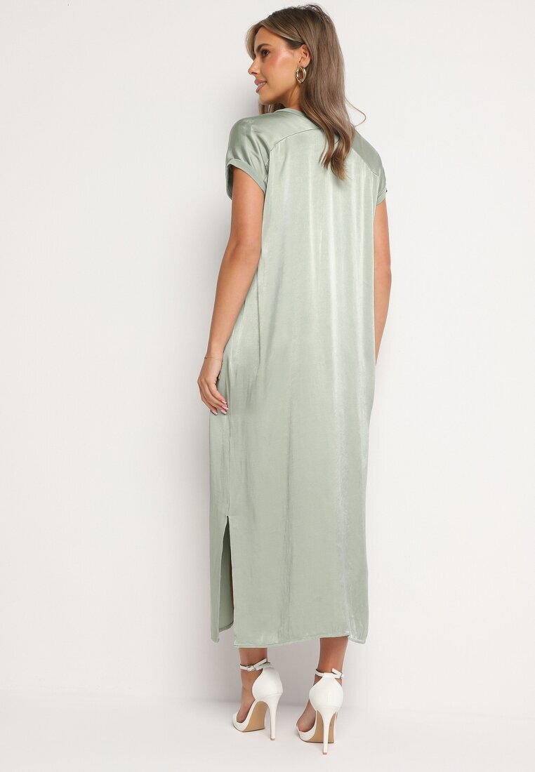 jumelle Rochie Viscoză Verde Deschisă Croi Drept Oversize Moratina
