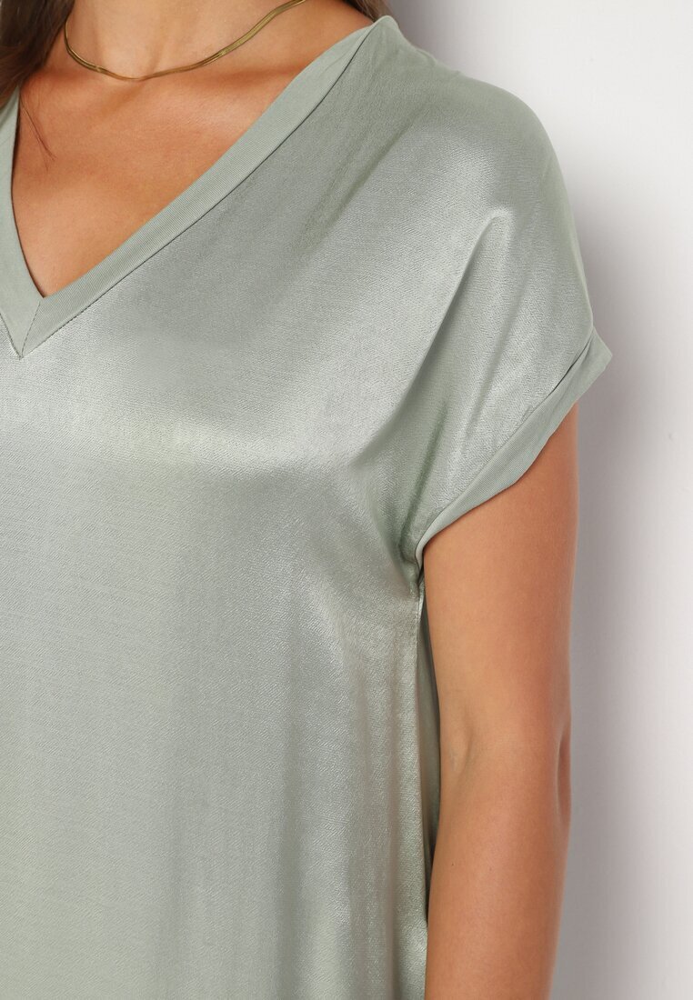 jumelle Rochie Viscoză Verde Deschisă Croi Drept Oversize Moratina