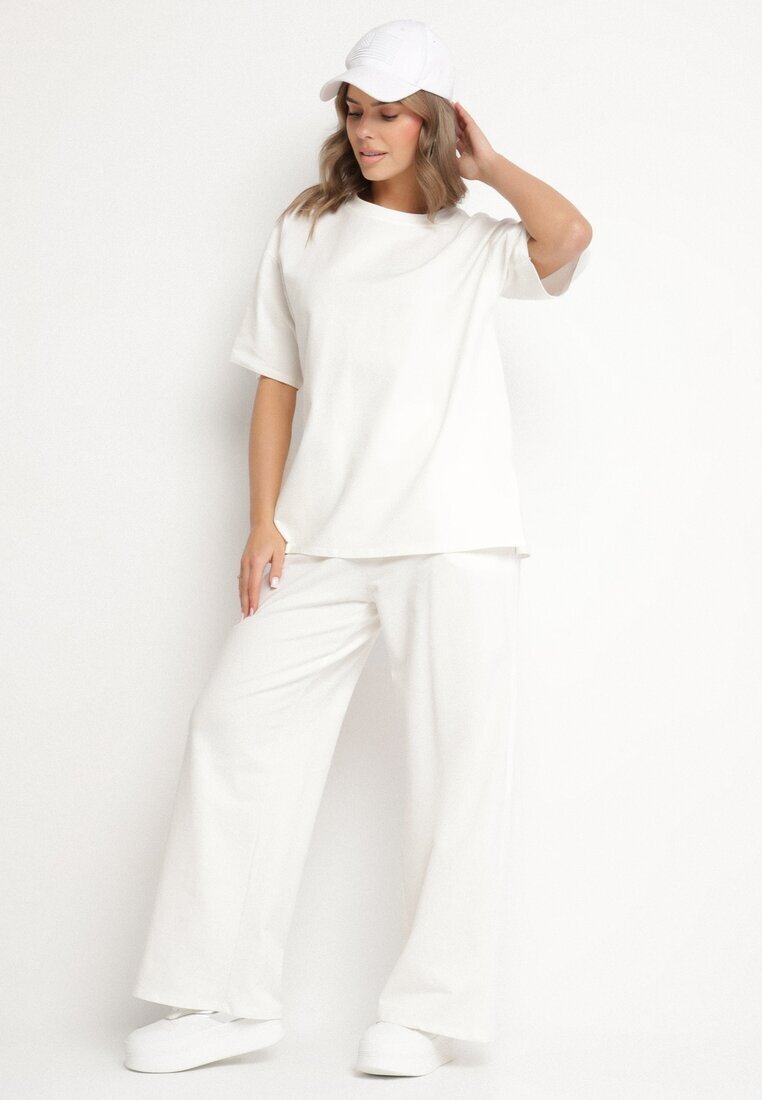 jumelle Set Bej deschis de bumbac Pantaloni Largi și Tricou cu despicături Norpio