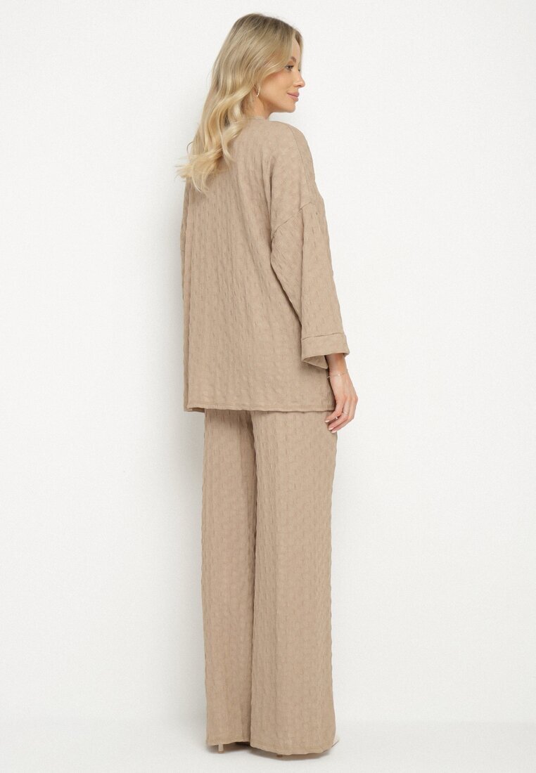 jumelle Set casual maro deschis Bluză cu mânecă lungă și Pantaloni largi Trulla