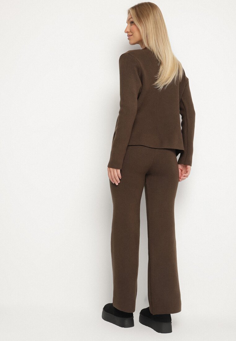 jumelle Set Maro Tricotat din Vâscoză Asimetric Cardigan și Pantaloni Unallea