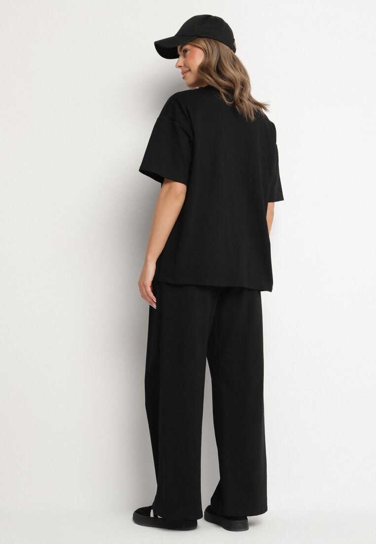jumelle Set Negru Din Bumbac Pantaloni Largi și Tricou cu Decupaje Norpio
