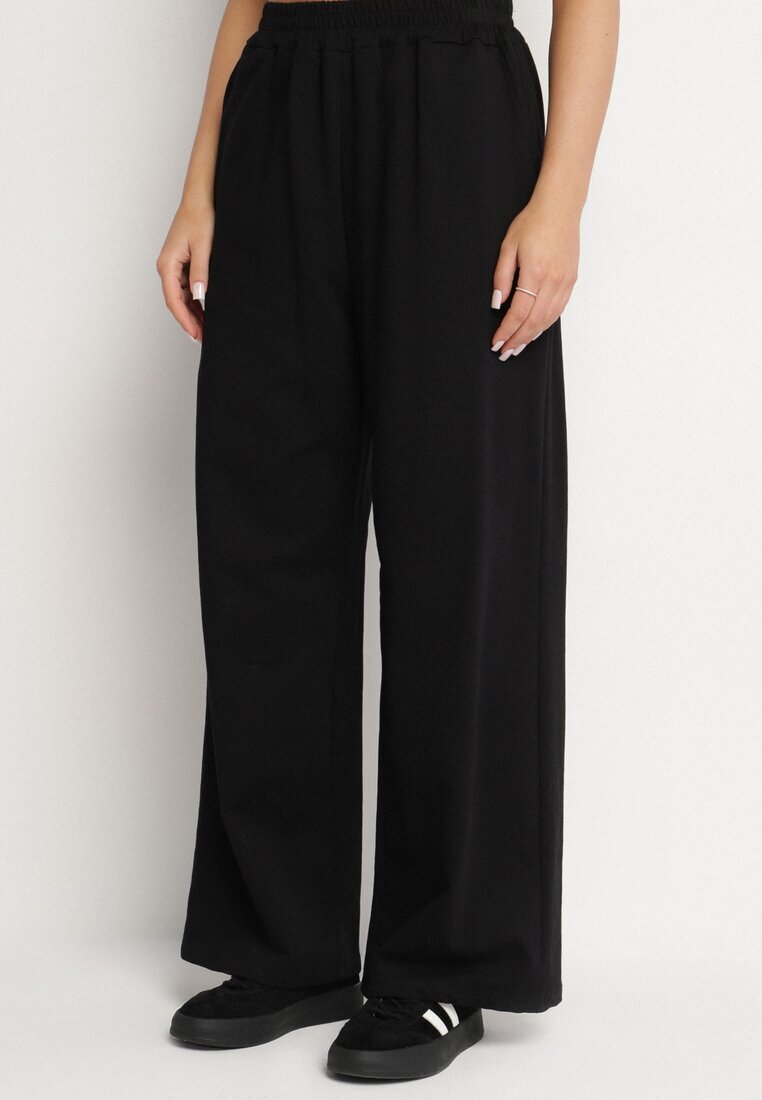 jumelle Set Negru Din Bumbac Pantaloni Largi și Tricou cu Decupaje Norpio