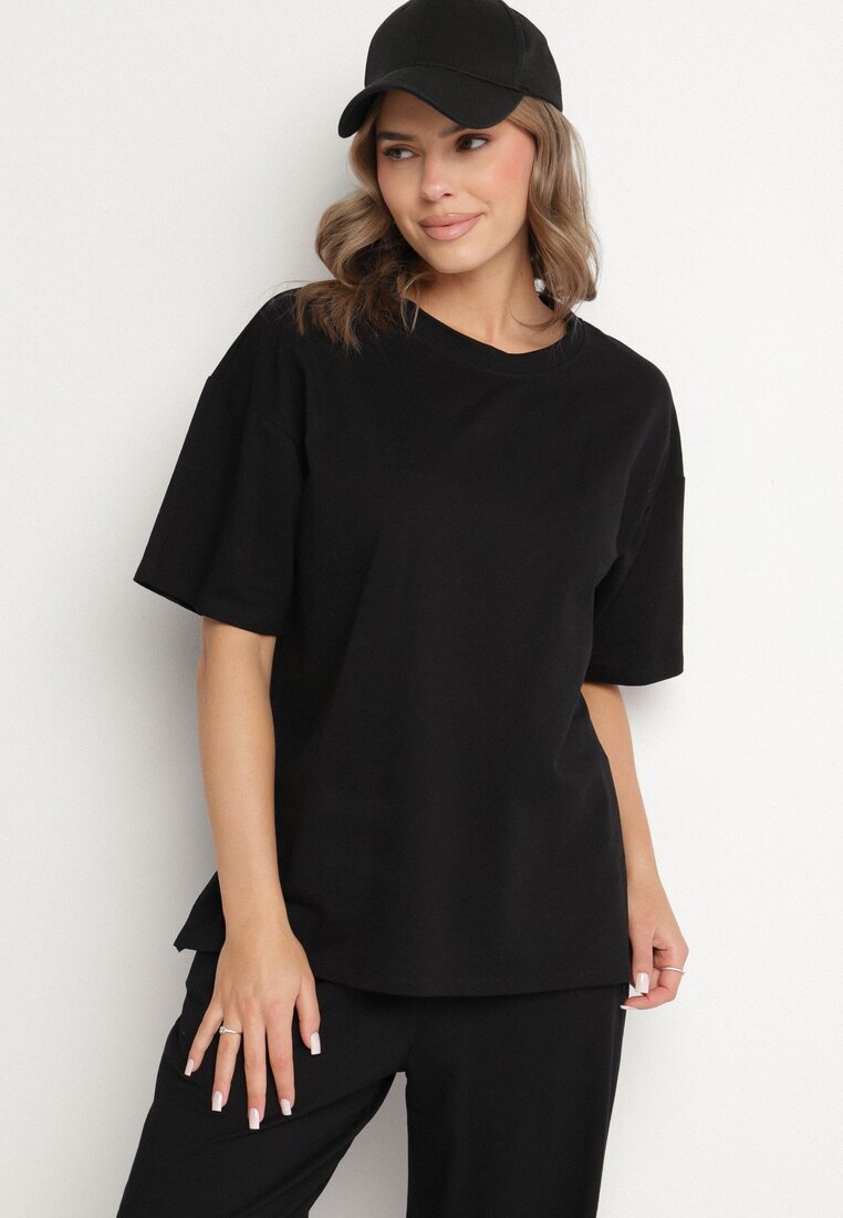 jumelle Set Negru Din Bumbac Pantaloni Largi și Tricou cu Decupaje Norpio