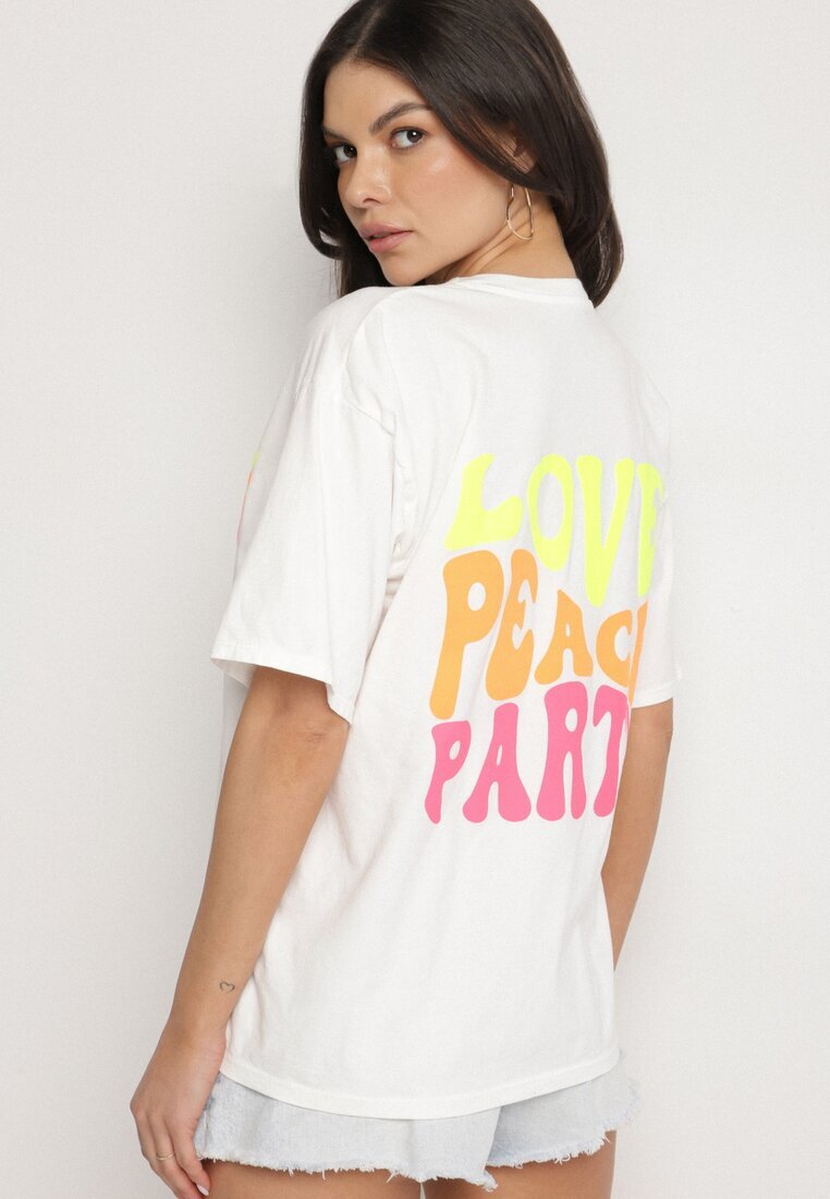 jumelle T-shirt Alb din bumbac Decorat cu imprimeu Odalva