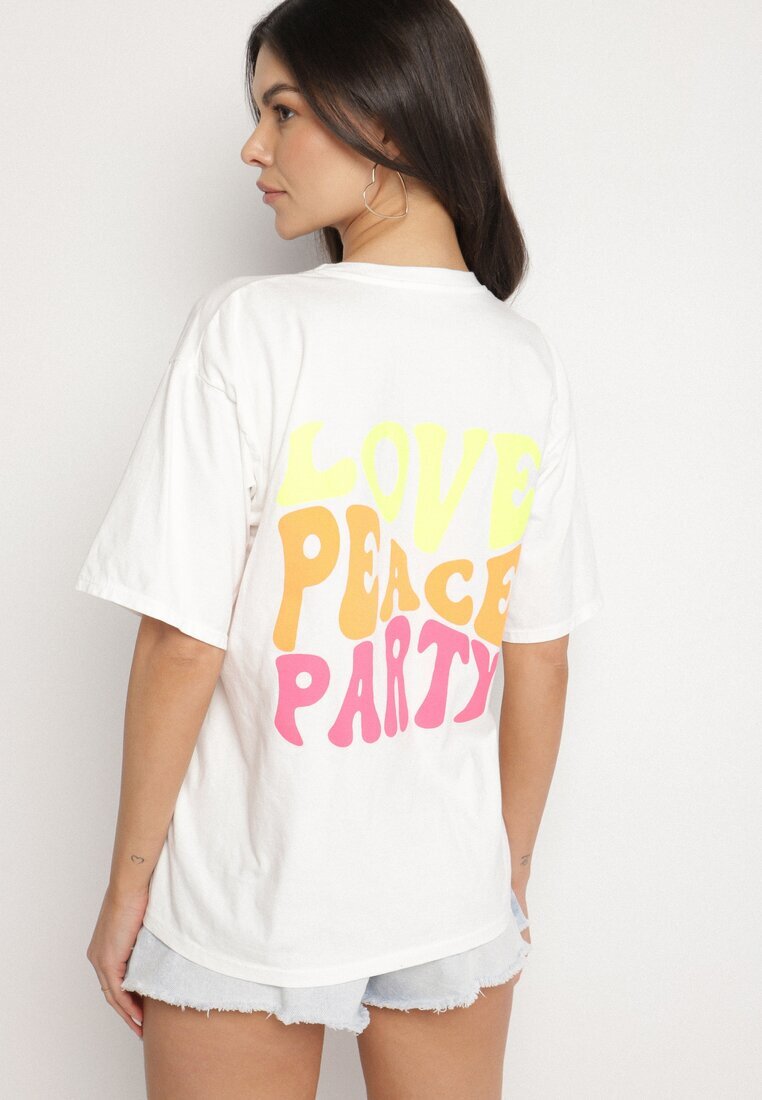 jumelle T-shirt Alb din bumbac Decorat cu imprimeu Odalva