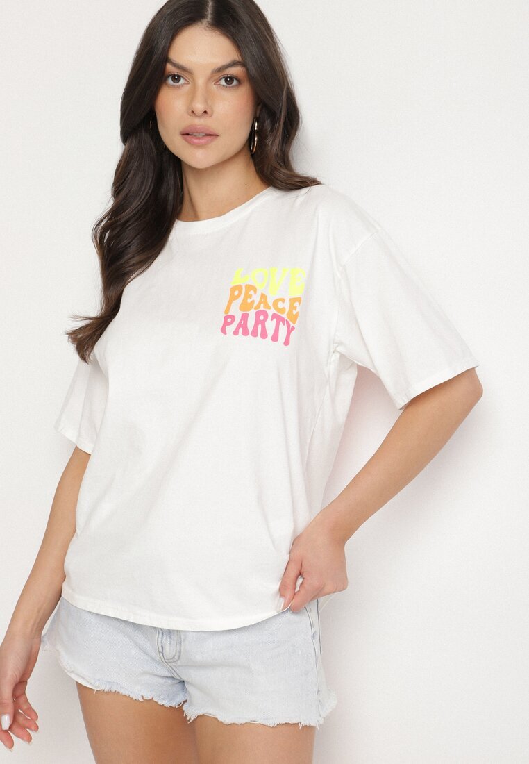 jumelle T-shirt Alb din bumbac Decorat cu imprimeu Odalva