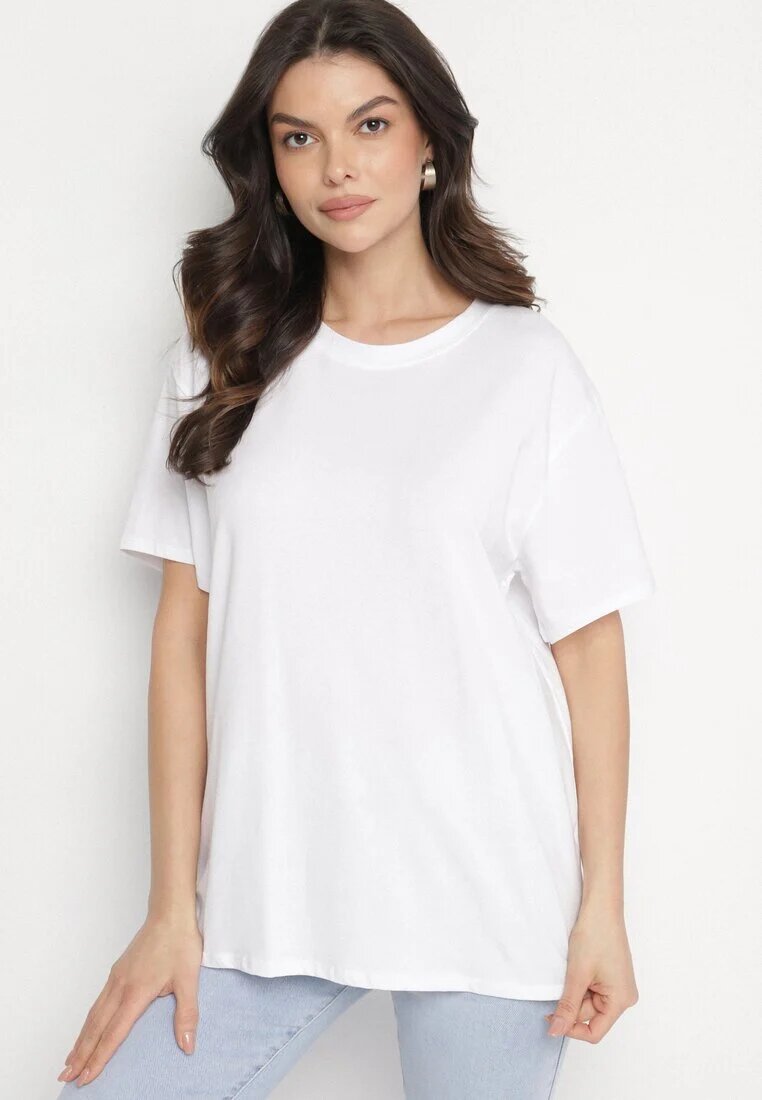 jumelle Tricou Alb din Bumbac în Stil Clasic Tulseli