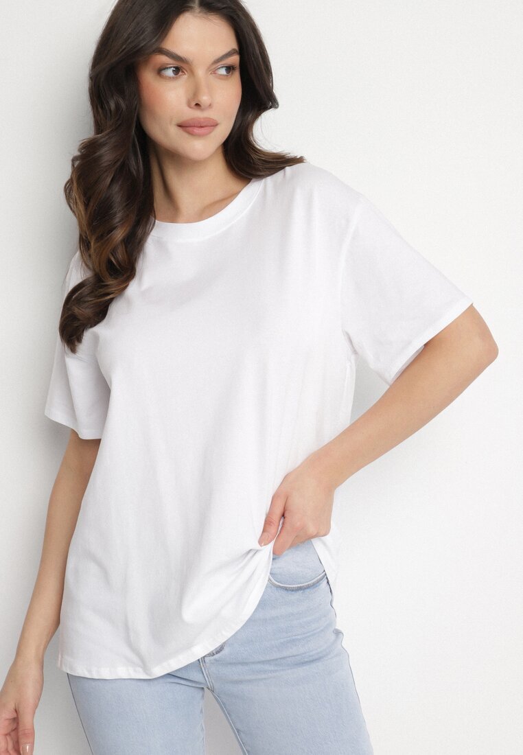 jumelle Tricou Alb din Bumbac în Stil Clasic Tulseli