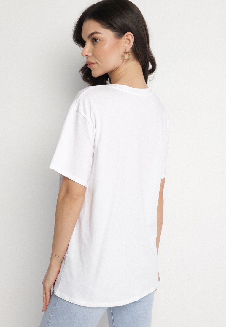 jumelle Tricou Alb din Bumbac în Stil Clasic Tulseli
