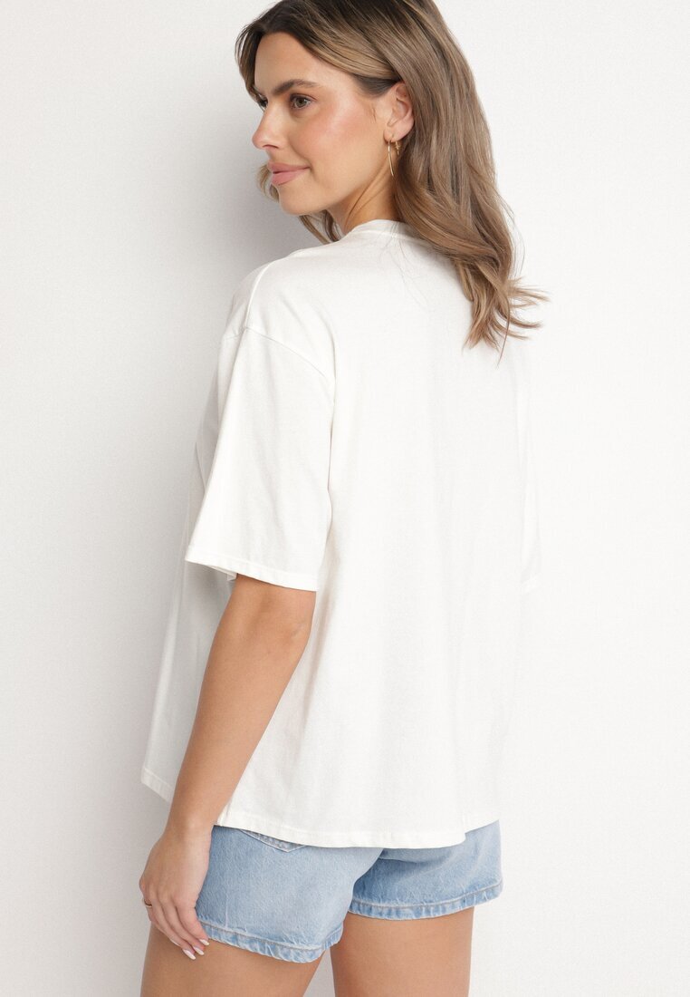 jumelle Tricou Bej deschis de Bumbac cu Motiv Inimă Liorlie