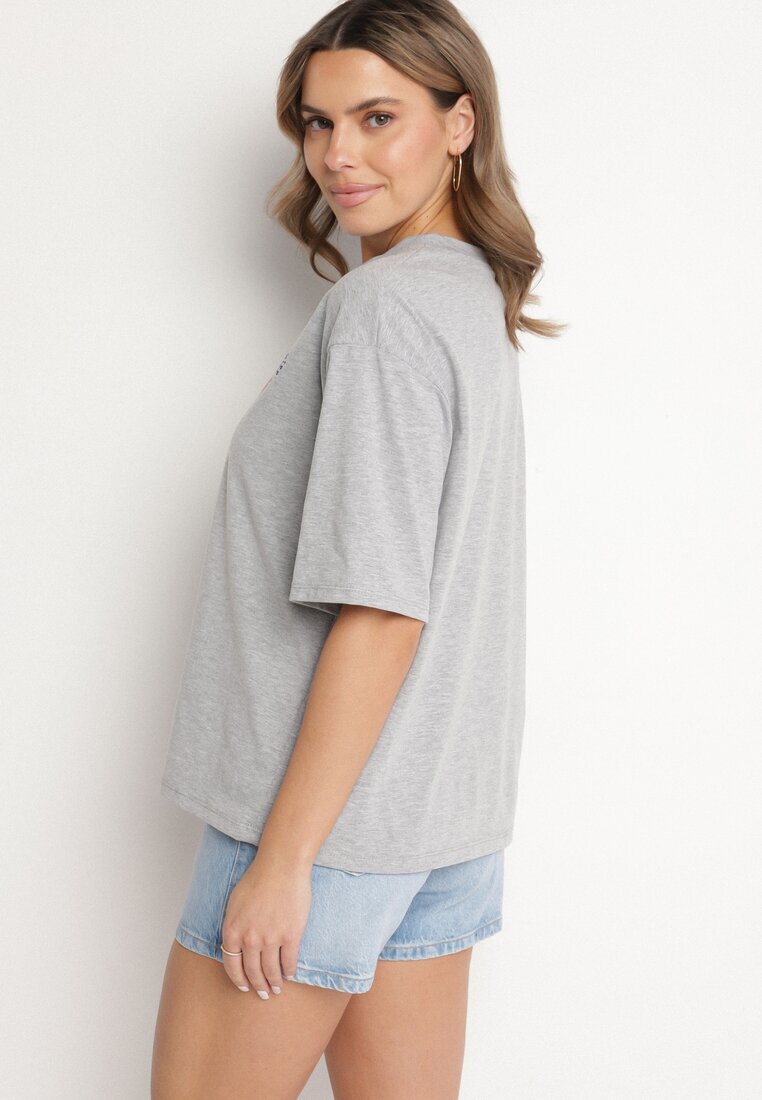 jumelle Tricou Gri De Bumbac cu motiv inimă Liorlie