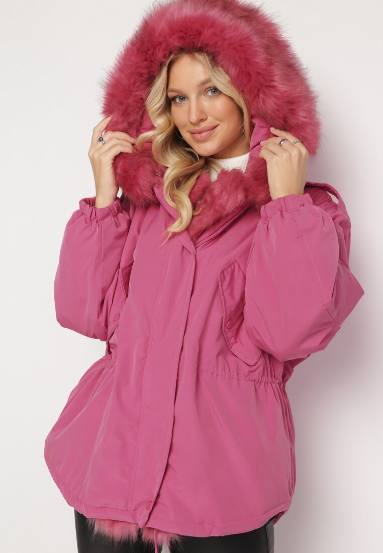 jus de pom Geacă Roz Parka Oversize cu blană Mitto