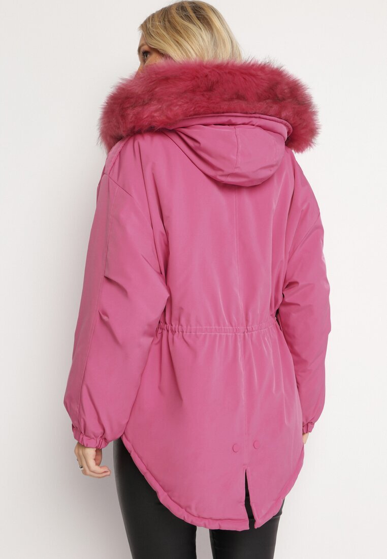 jus de pom Geacă Roz Parka Oversize cu blană Mitto