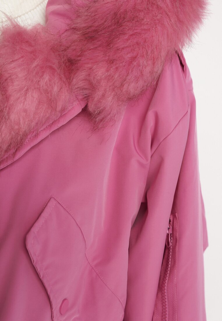 jus de pom Geacă Roz Parka Oversize cu blană Mitto