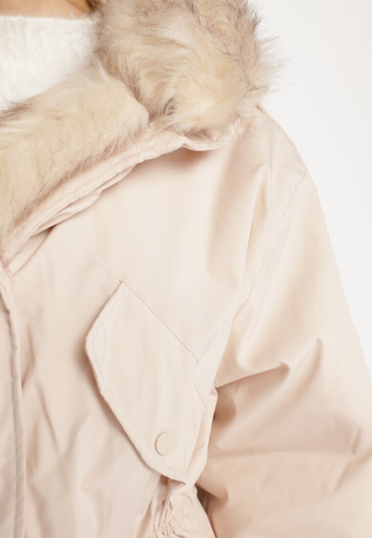 jus de pom Jachetă Parka Bejă Oversize cu Blană Mitto