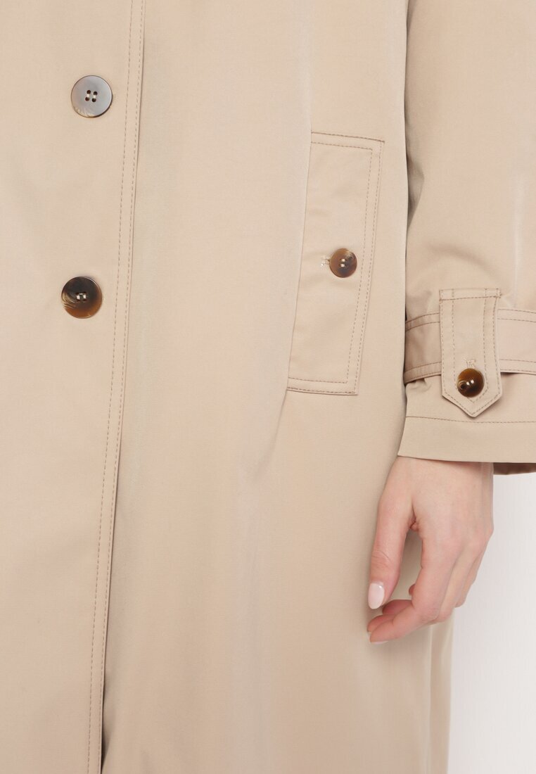 jus de pom Palton Trenci Bej Oversize cu Nasturi Kalei