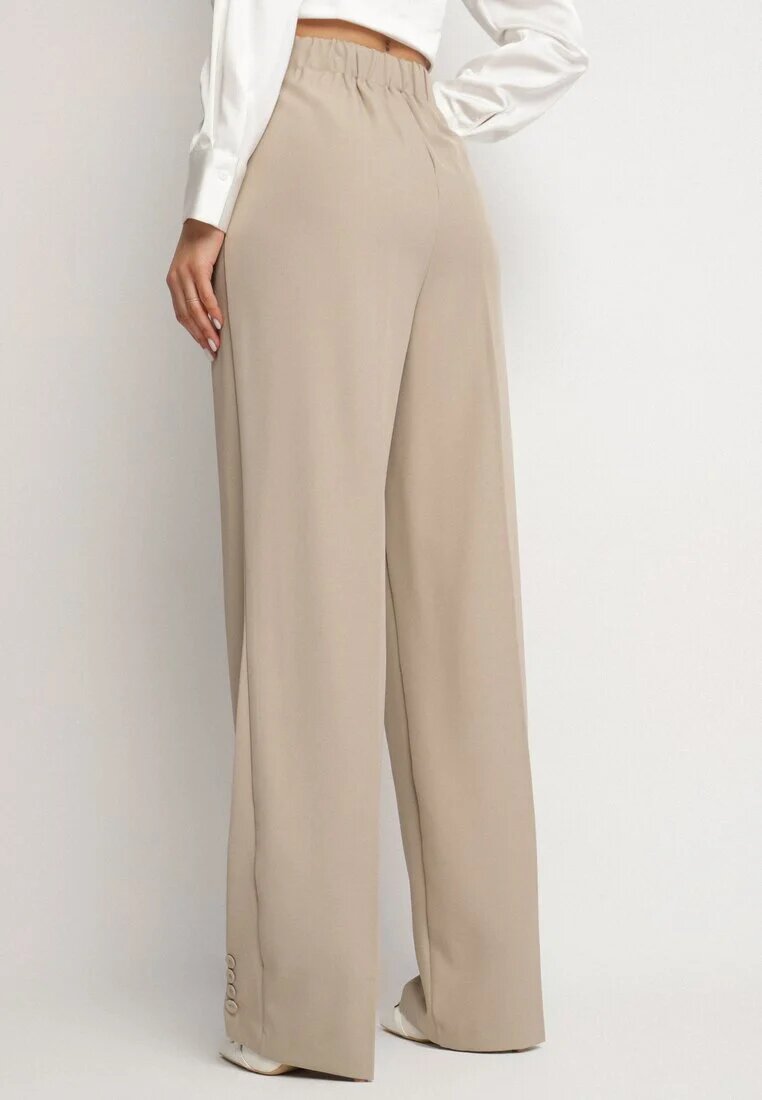 jusdepom Pantaloni bej de costum cu talie înaltă Annellis