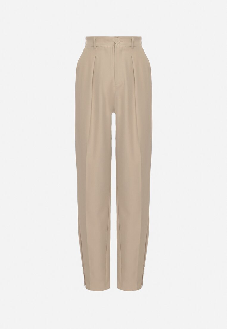 jusdepom Pantaloni bej de costum cu talie înaltă Annellis