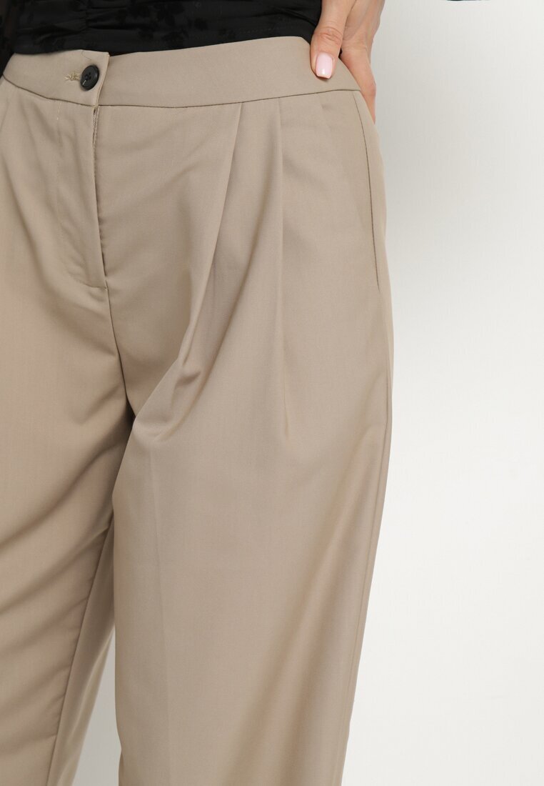 jusdepom Pantaloni Bej Largi De Costum Talie Înaltă Nalinas