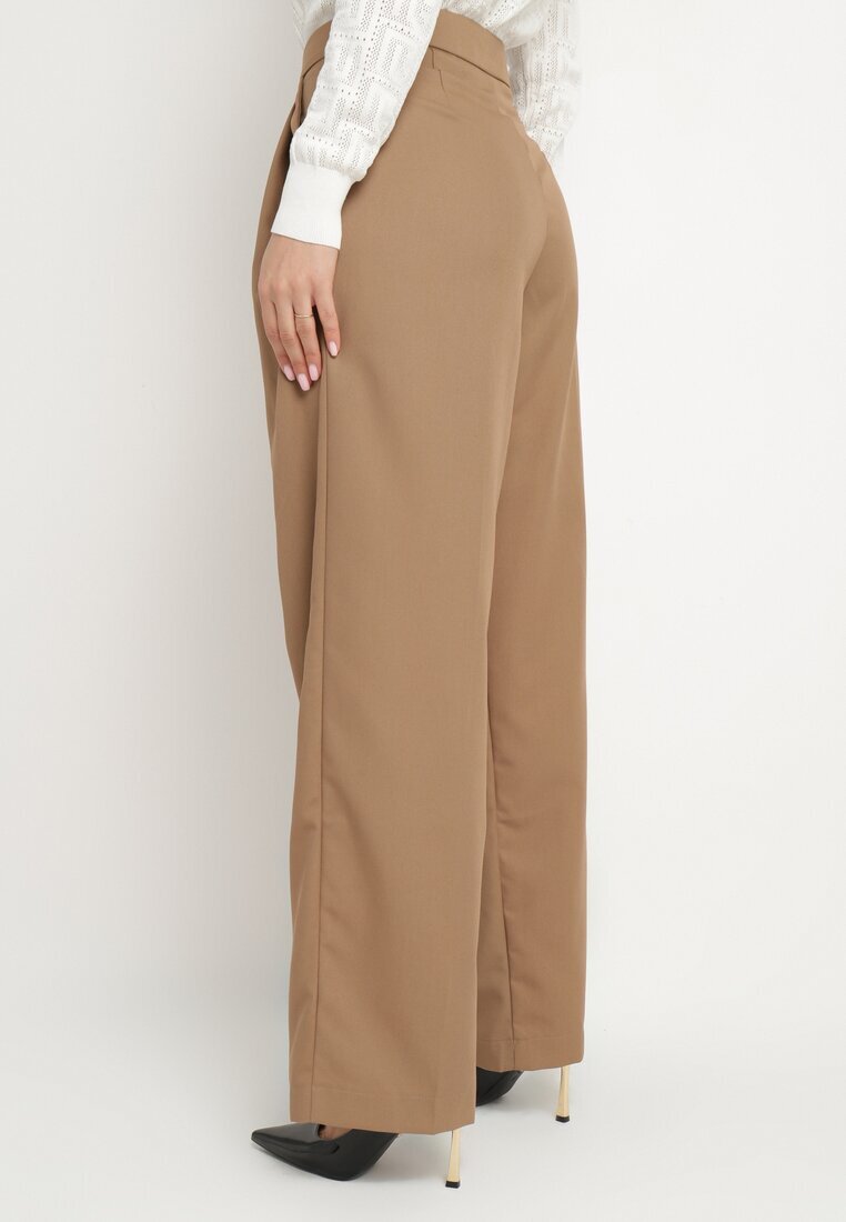jusdepom Pantaloni de costum Bej închis Largi High Waist Nalinas