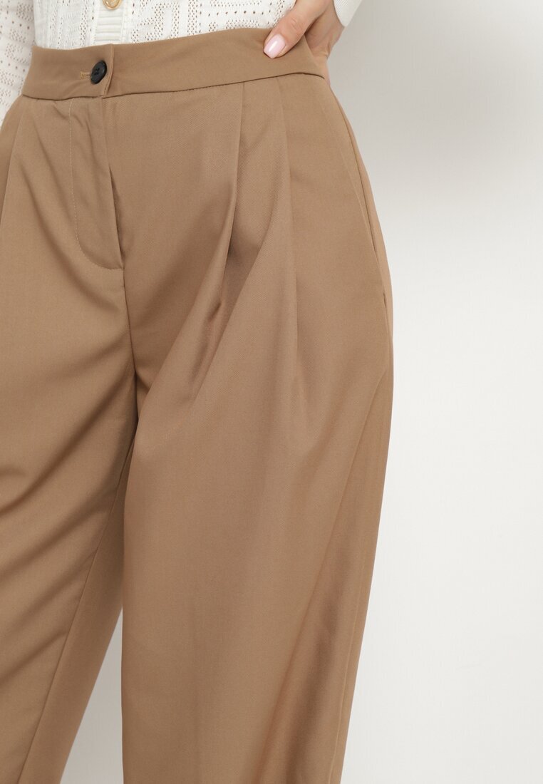 jusdepom Pantaloni de costum Bej închis Largi High Waist Nalinas