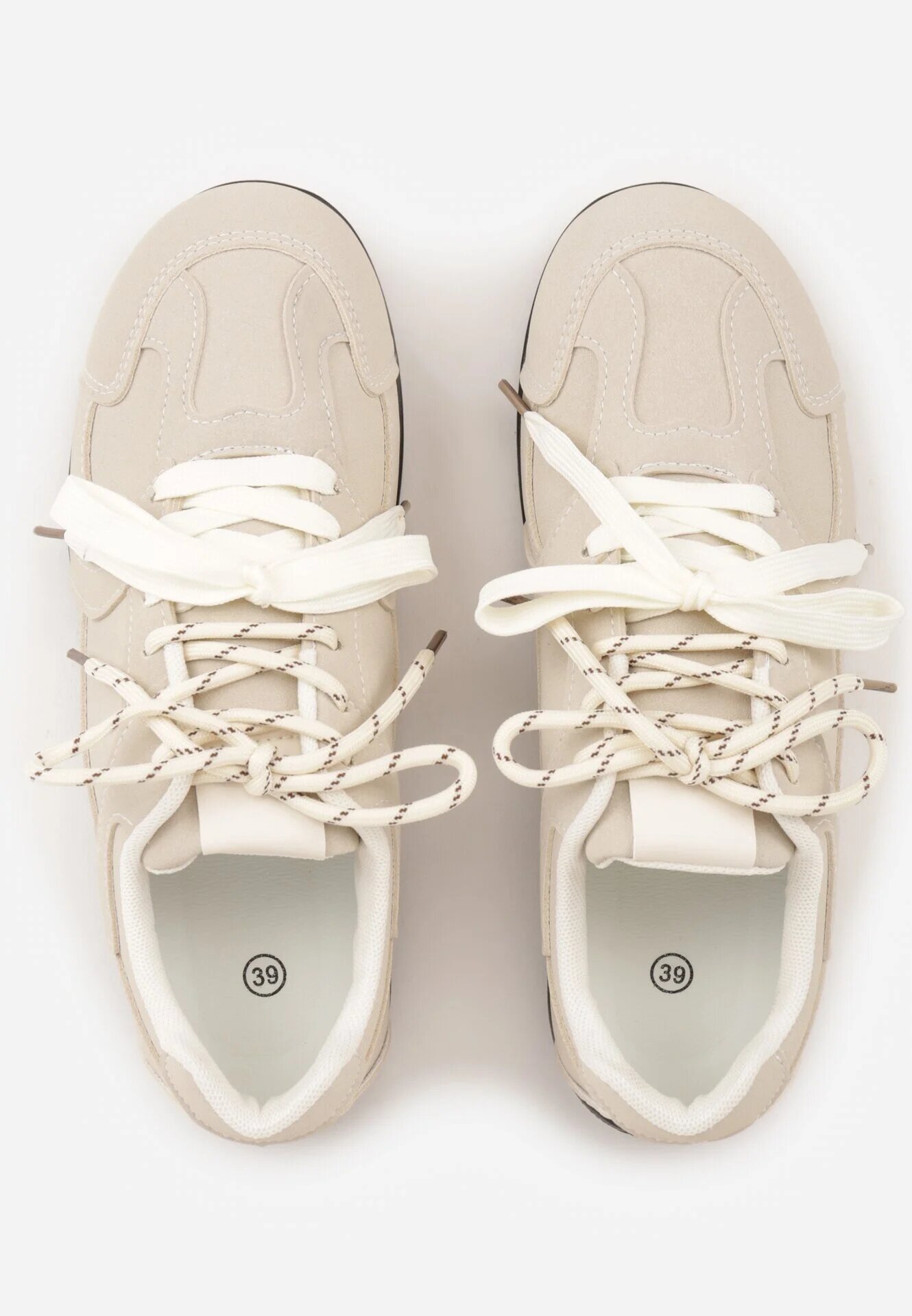 kang you Sneakers Bej Decorați cu cusături și șireturi duble Coraera