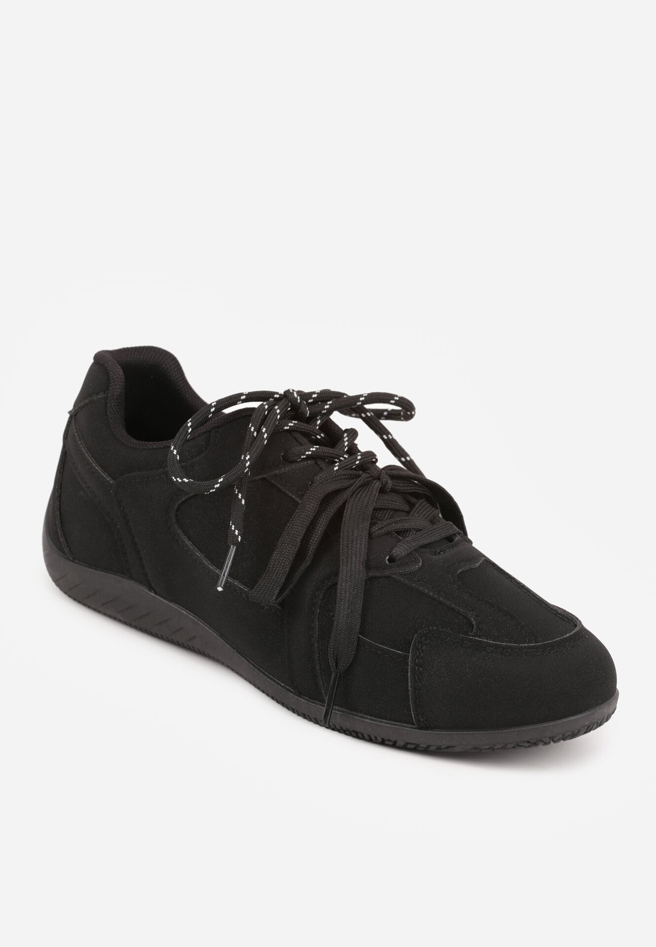 kang you Sneakerși Negri Decorați cu cusături și șireturi duble Coraera