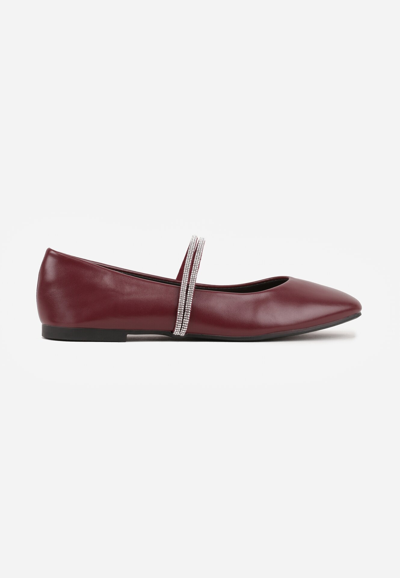 l.day Balerini Bordeaux tip slip-on cu baretă decorativă cu zirconii Rola