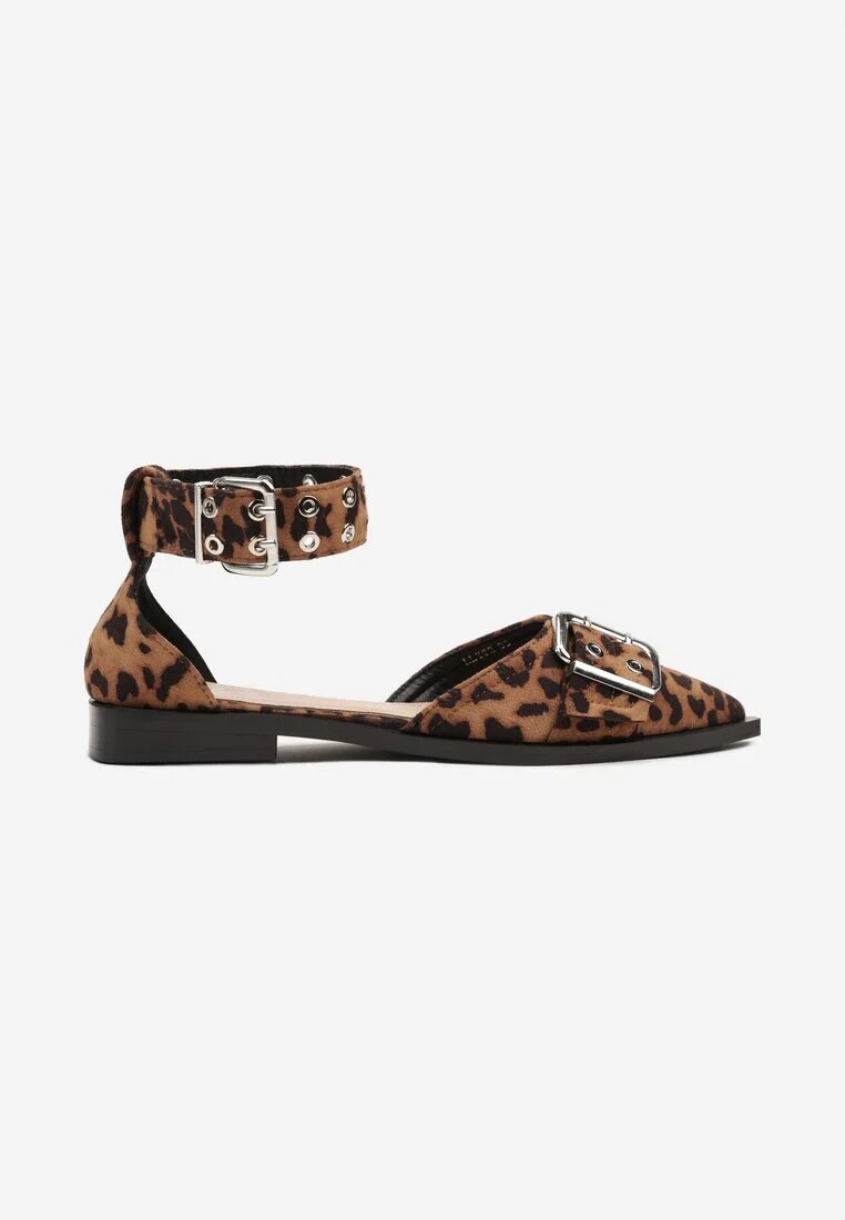 la flor Pantofi stiletto leopard lăcuiți decorați cu catarame Clelione
