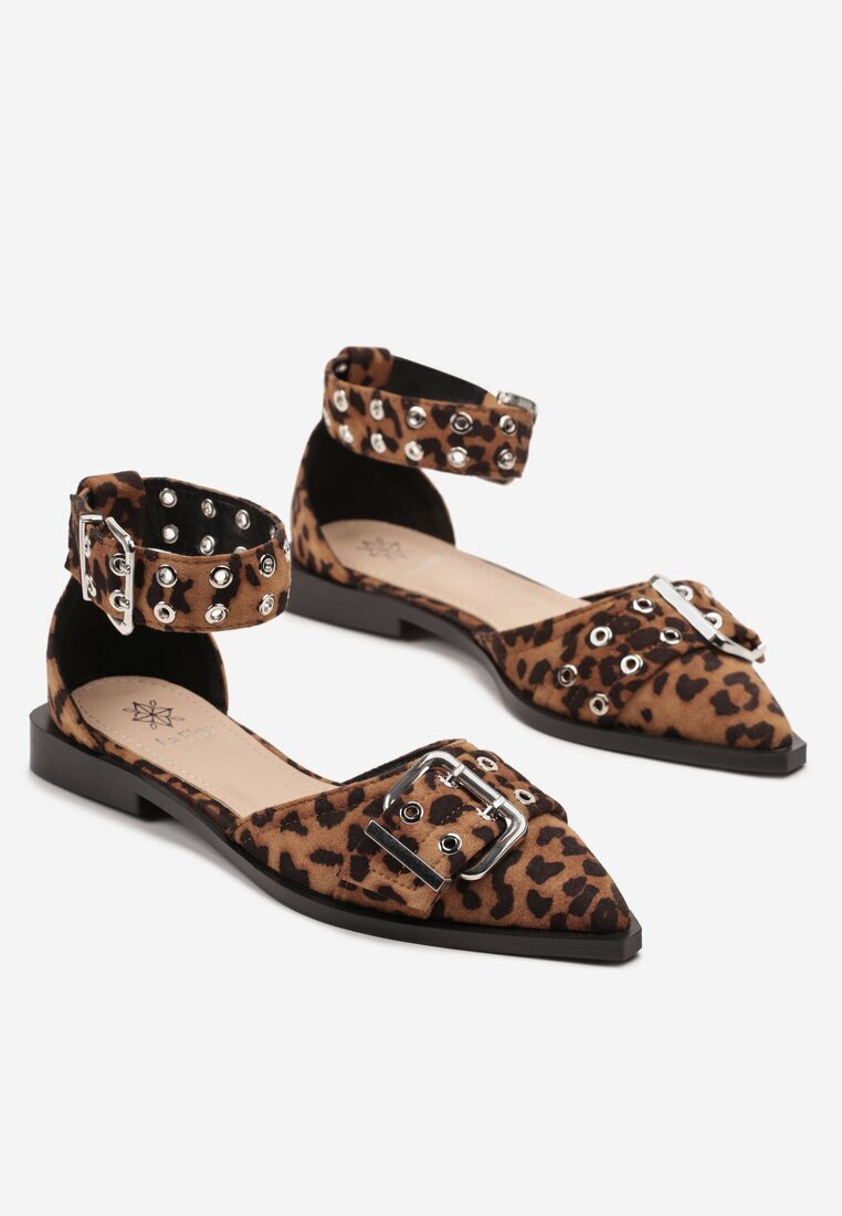 la flor Pantofi stiletto leopard lăcuiți decorați cu catarame Clelione