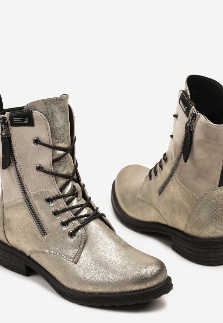 lady glory Botine Gri cu auriu