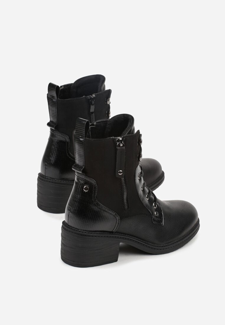 lady glory Ghete Negre cu Toc Bloc Decorate cu Fermoar Salittea