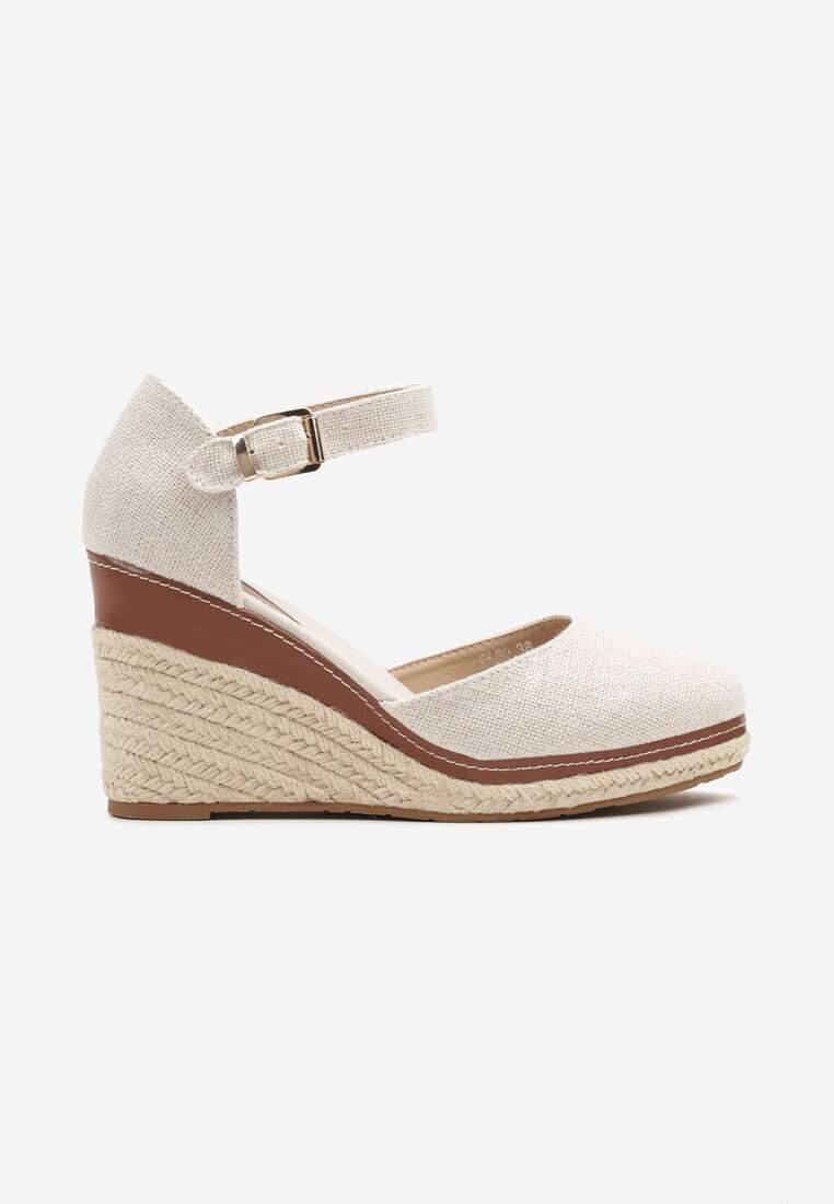 lady glory Sandale Bej Espadrile pe Toc Pană Împletit Alanilis